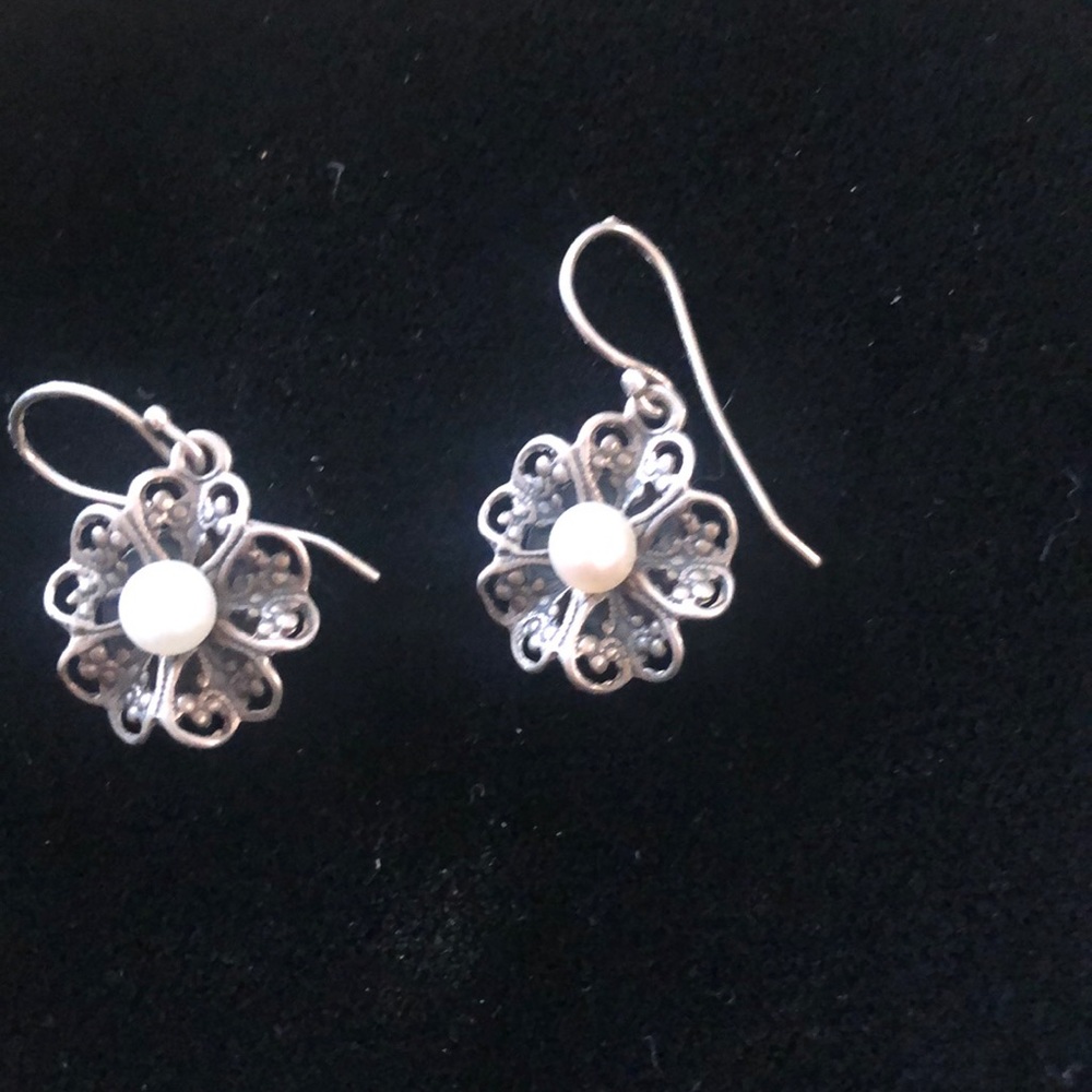 Sterling Silver and Pearl Earrings